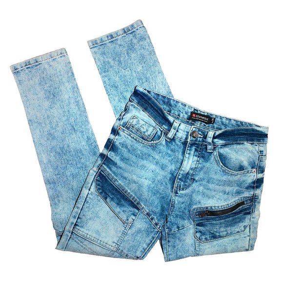 Boy's Southpole Acid Wash Distressed Stretchy Moto Fashion Jeans 7 Pockets Sz 14 - Picture 7 of 11